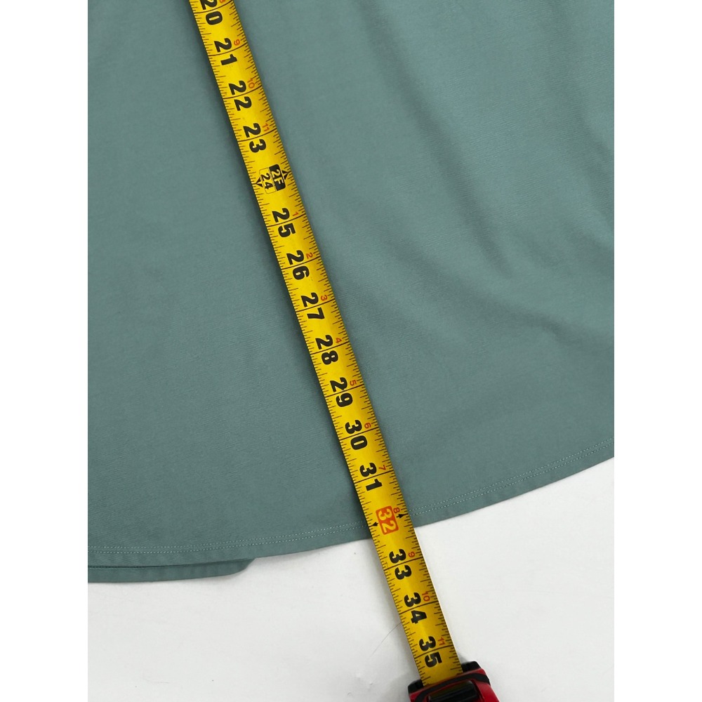 Sage Green Strappy Back Skater Dress Soft Stretch Minimal A-Line M - Picture 7 of 9
